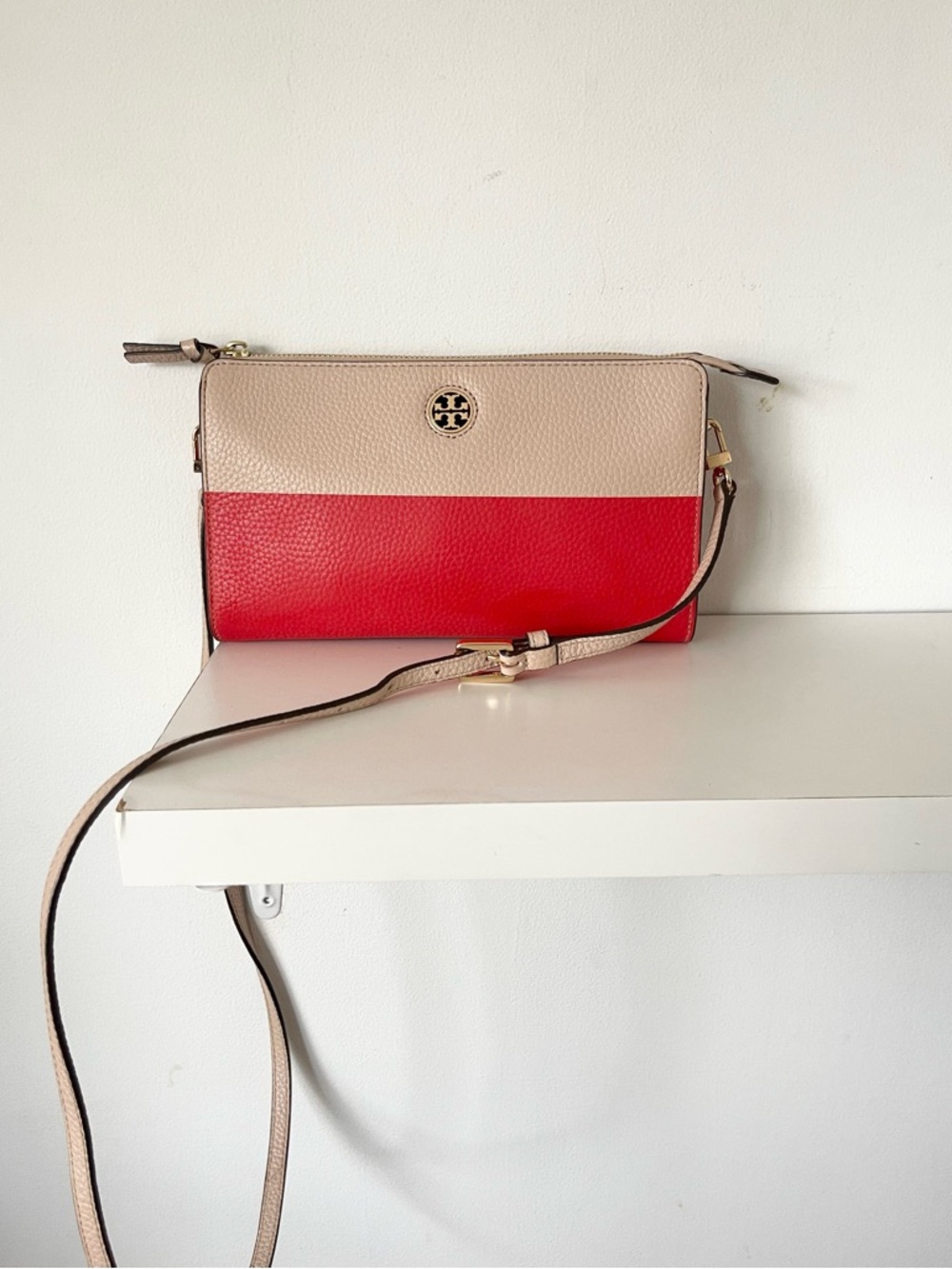 Tory Burch Pink/Red Colorblock Crossbody Bag